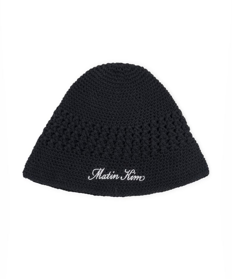 CROCHET COTTON BUCKET HAT IN BLACK