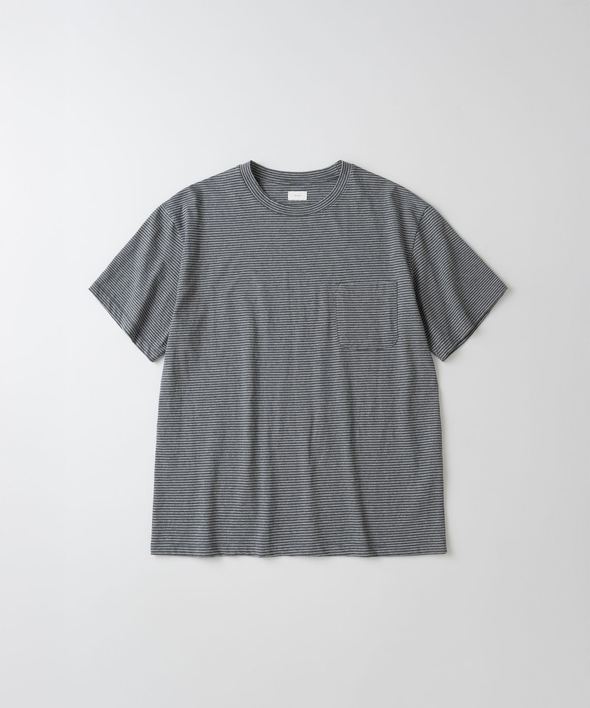 와기(WHAGI) Vintage Stripe S/S Pocket Tee (Charcoal Stripe)