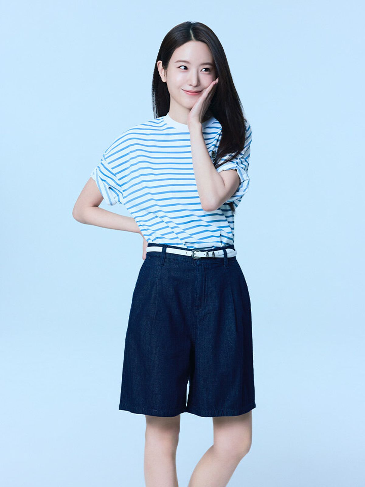 폴햄(POLHAM) 여성 쿨링 컴포트 데님 원턱 쇼츠_PHG2DH2053