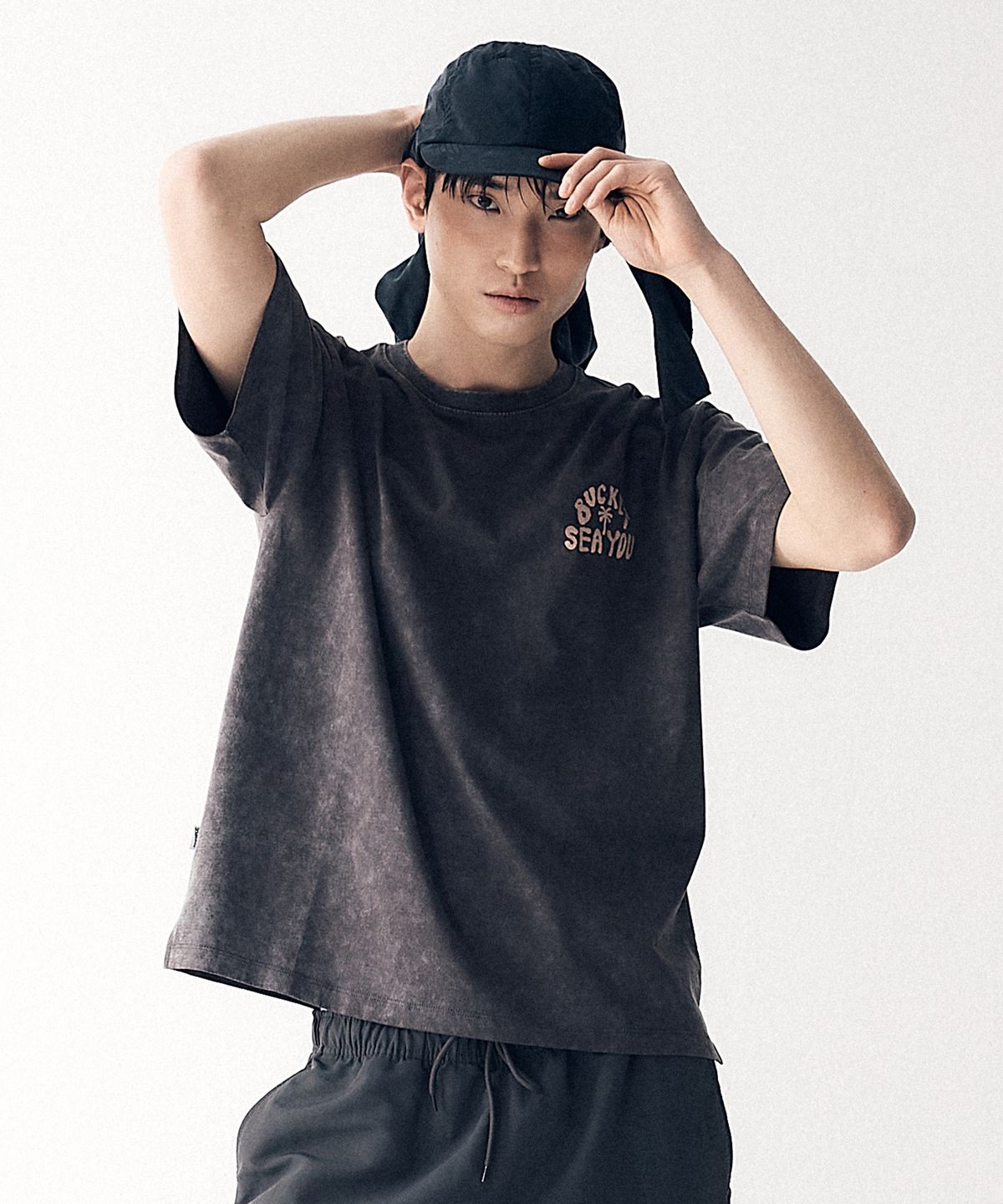버킷(BUCKET) SEA YOU WAVE DYED T-SHIRT [CHARCOAL]