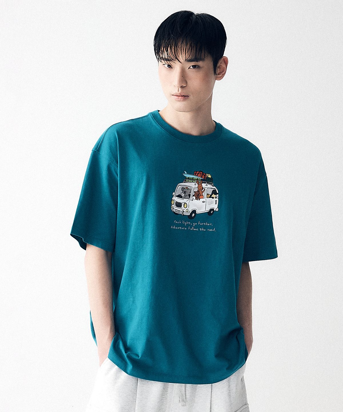 버킷(BUCKET) BCKT FAMILY CAMPER VAN T-SHIRT [BLUE GREEN]