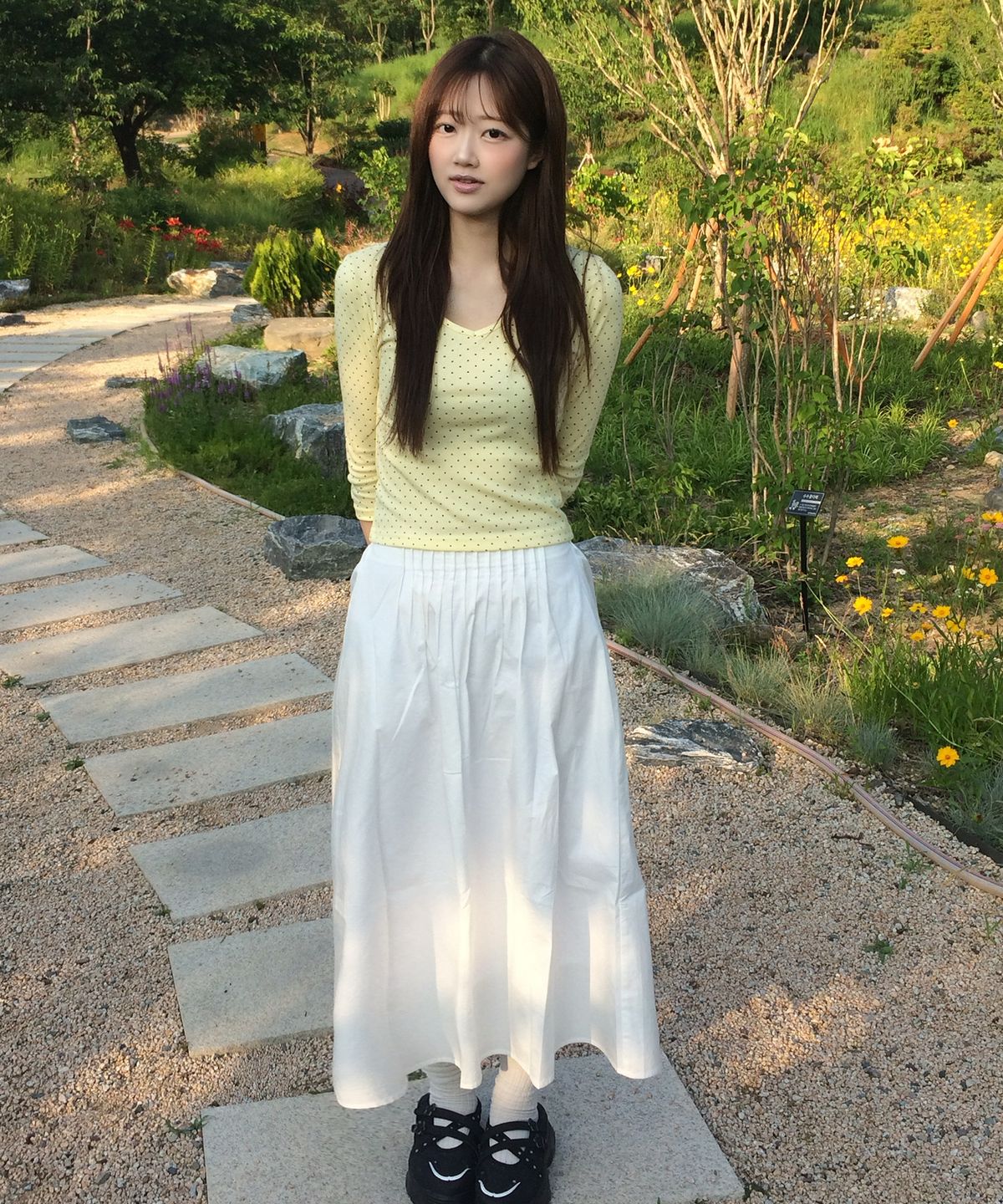굿라이프웍스(GLW) [w] 핀턱 플레어 롱 스커트 아이보리