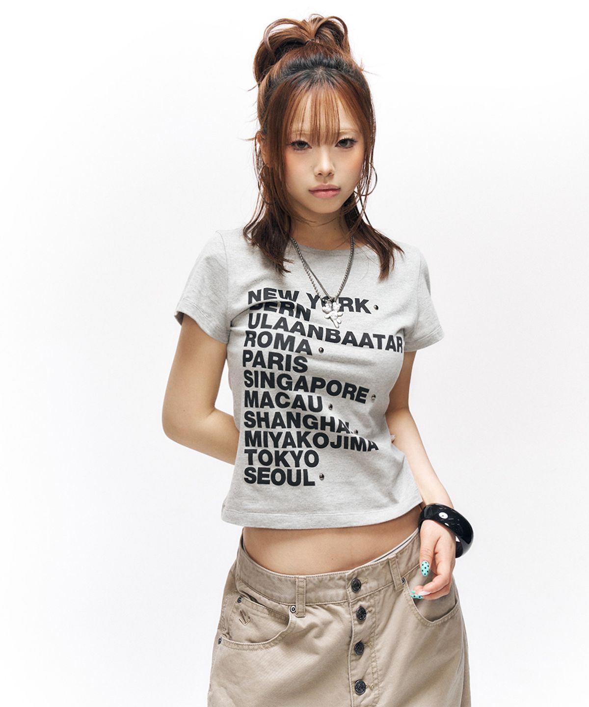 스키즘 인듀싱(SCHISM INDUCING) WORLDLINE GRAPHIC T SHIRT GREY