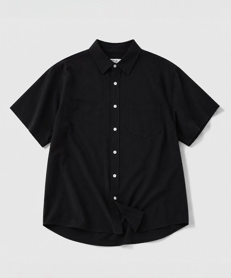 클레어 세미 오버핏 린넨 반팔 셔츠 [블랙]