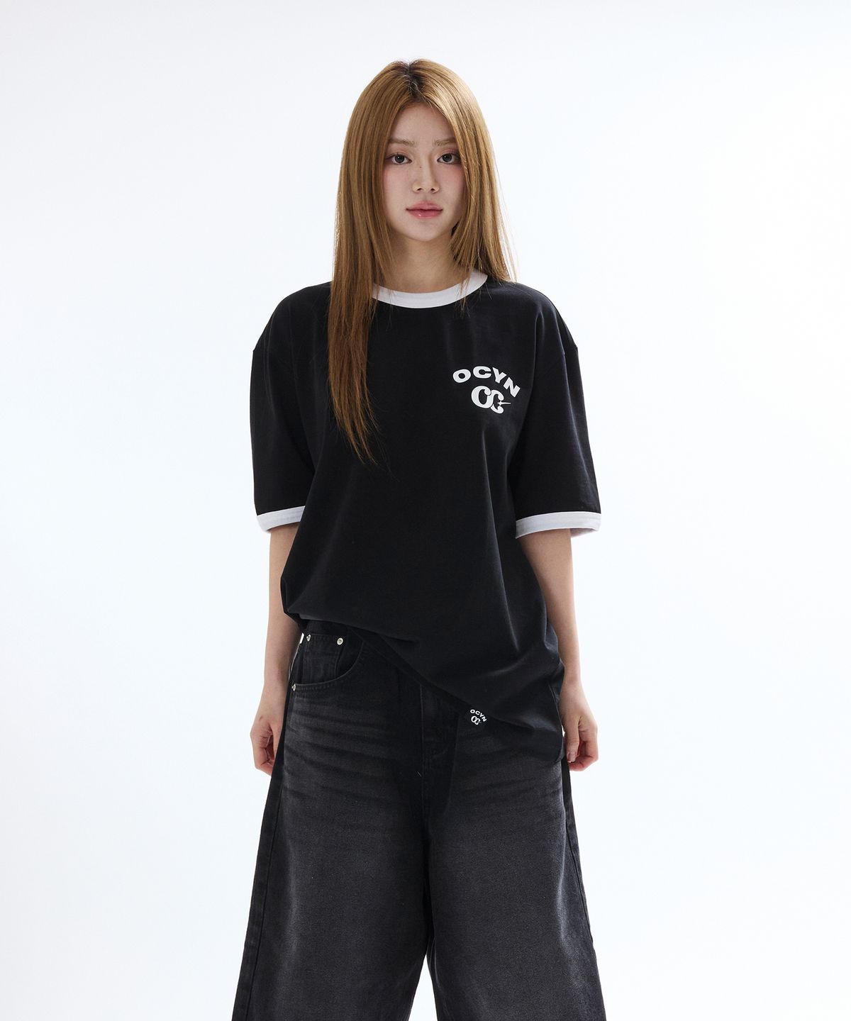 오브콜스와이낫(OFCOURSEWHYNOT) RINGER T-SHIRT BLACK