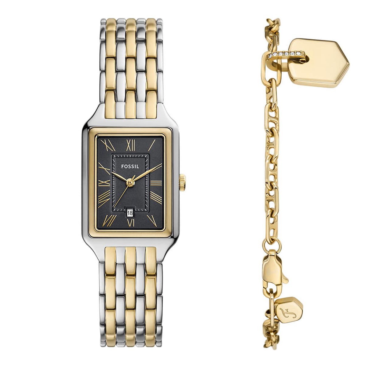 파슬(FOSSIL) ES5376SET (Raquel) 라켈 스퀘어 팔찌 세트 여성 메탈시계