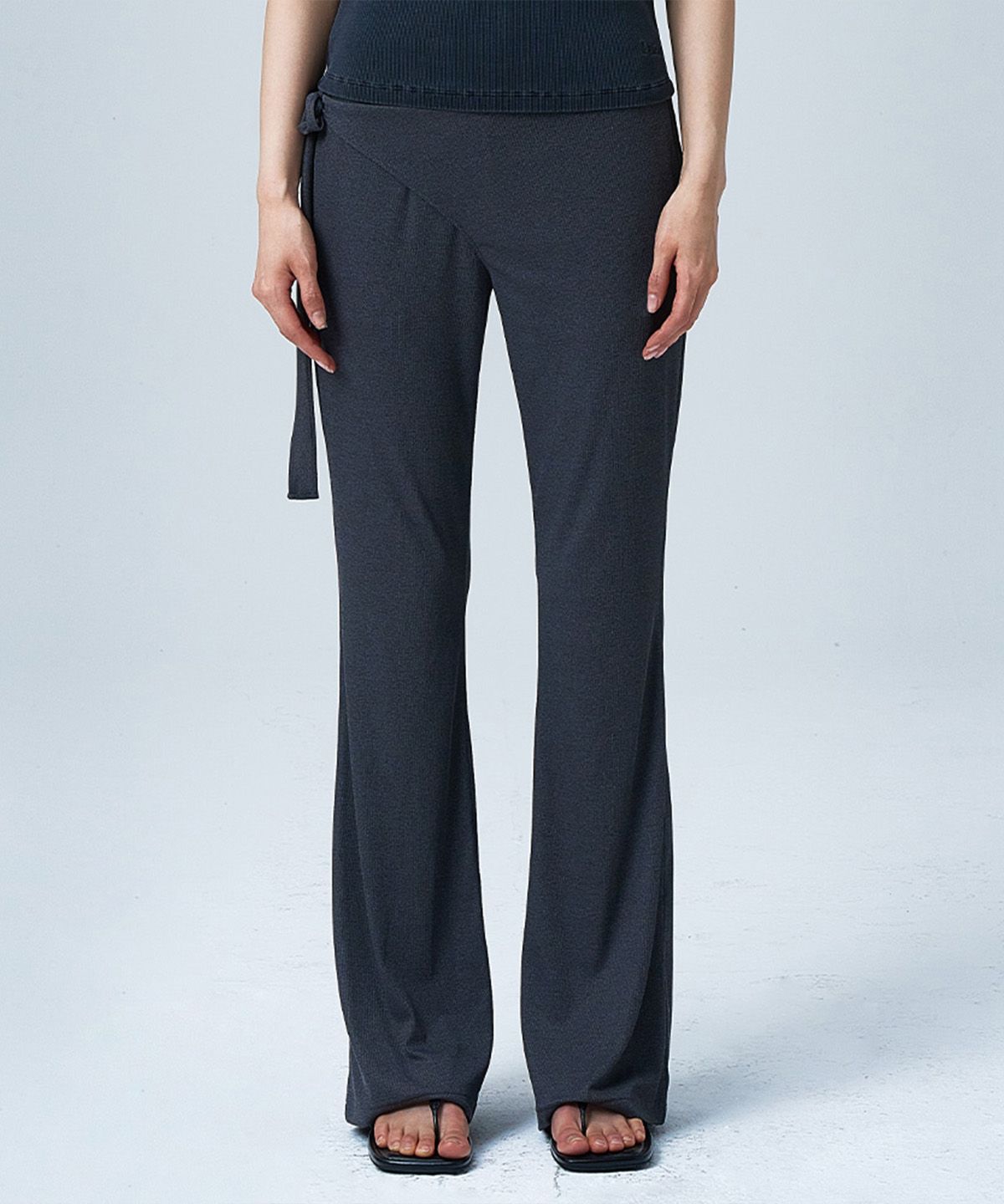 다이닛(DEINET) JERSEY WRAP PANTS IN DARK GREY