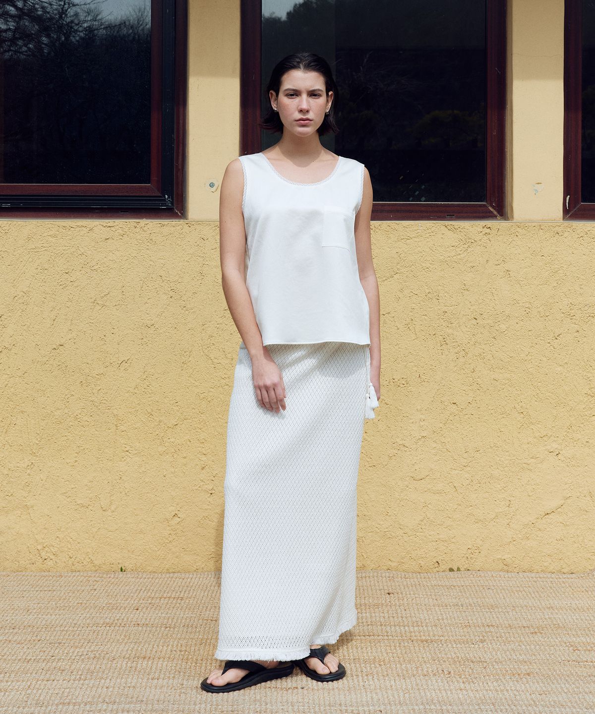 프리터(FRITUR) Crocher Tassle Maxi Skirt White_F262SK02