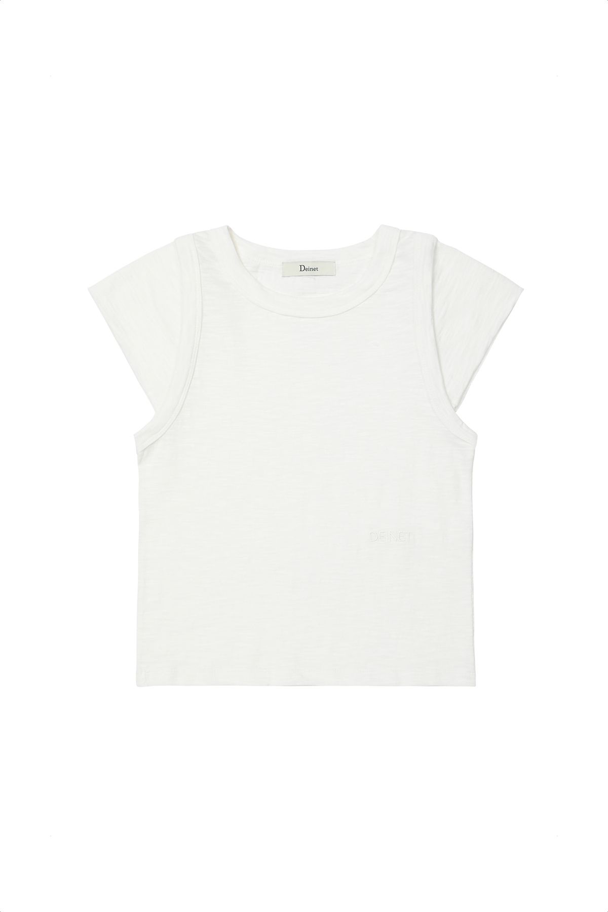 다이닛(DEINET) SLUB CAP SLEEVE T-SHIRT IN WHITE