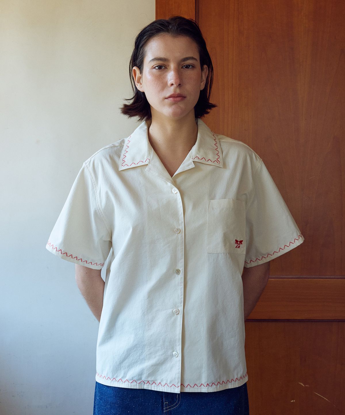 프리터(FRITUR) Pocket Embroidered Shirt Ivory_F262SH02