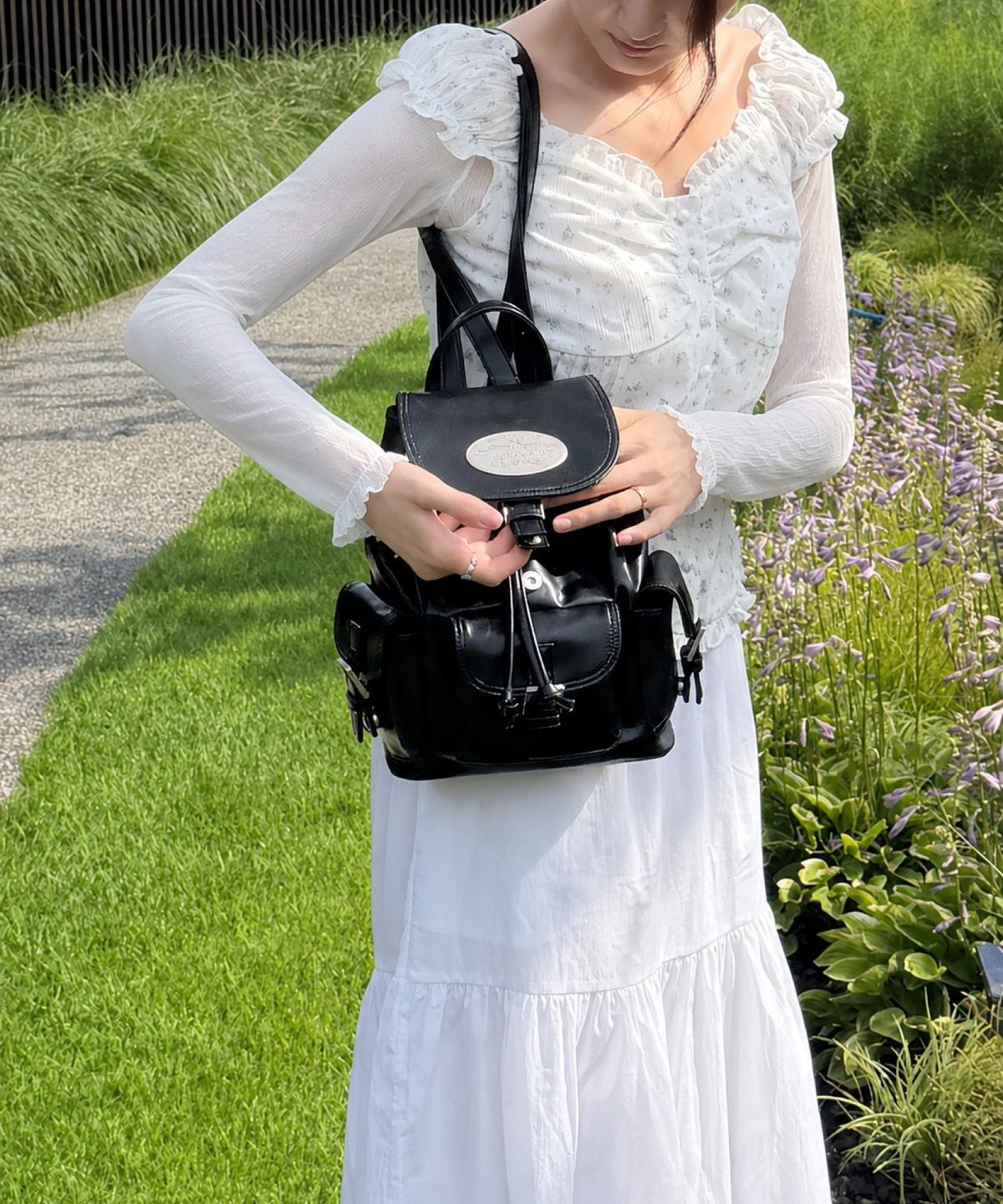 라츠유(LOTSYOU) [Leather] Nostalgia Twinkle Backpack BLACK