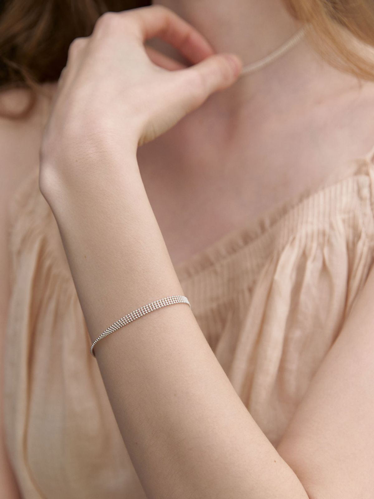 미메시(MIMESI) [925 silver] Ball Band Chain Bracelet