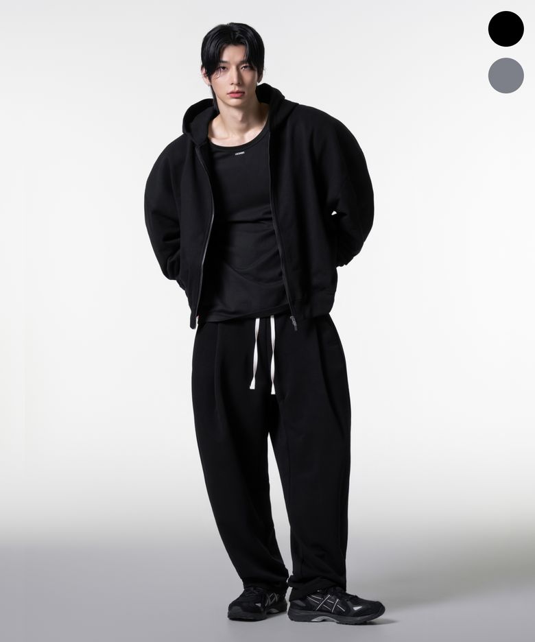 커브드 사이드 핀턱 스웨트 팬츠 2color