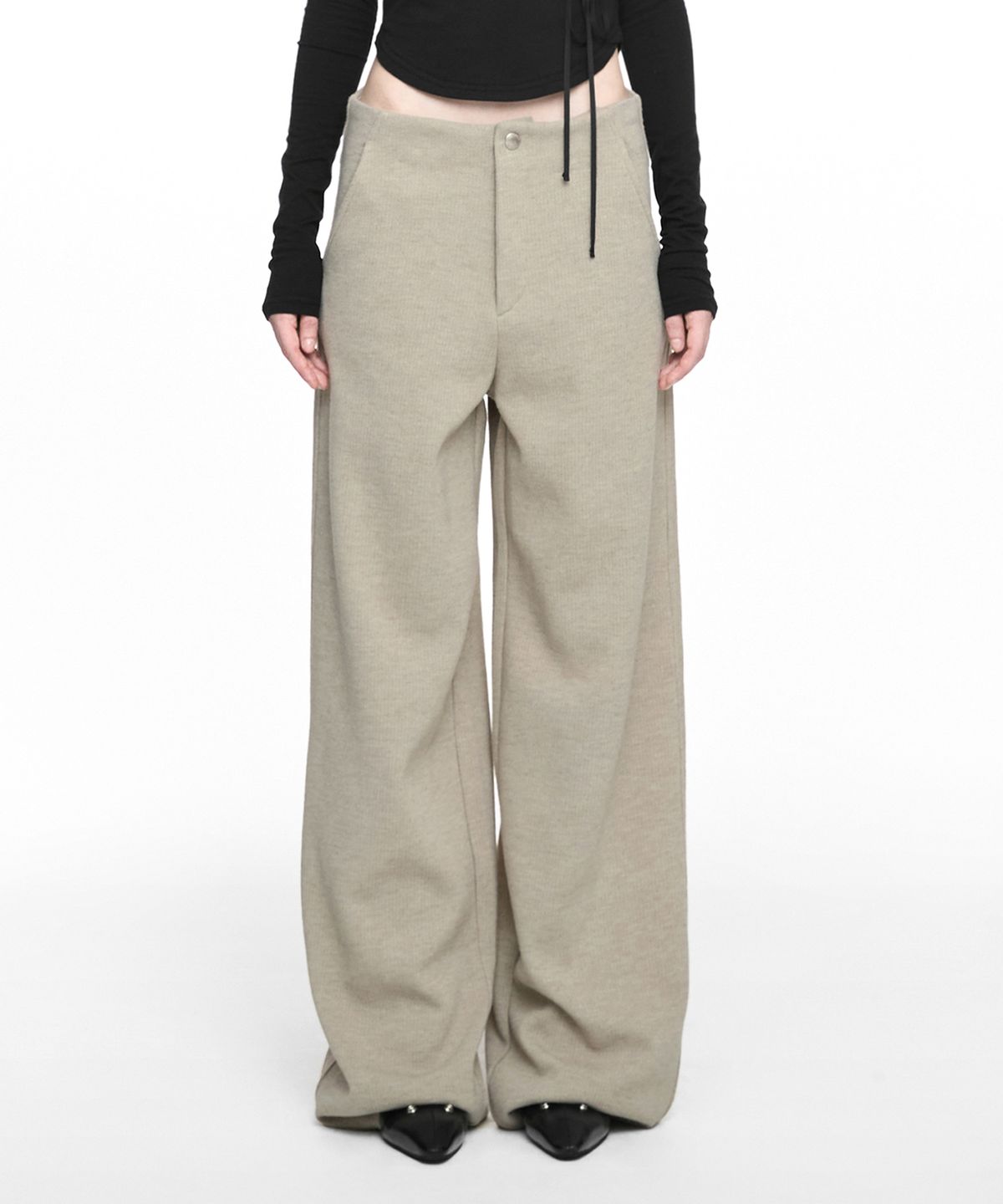 나체(NACHE) BASIC KNIT WIDE PANTS BEIGE