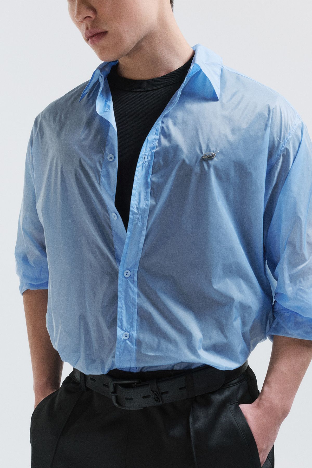 51퍼센트(51PERCENT) Transparent shirt - sky blue