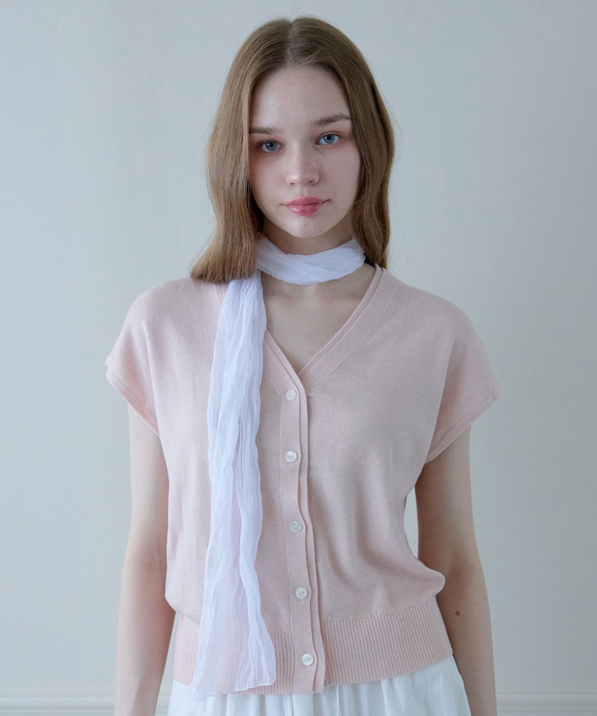 힐리오트(HEALIOTE) DOUBLE HALF KNIT CARDIGAN_PINK