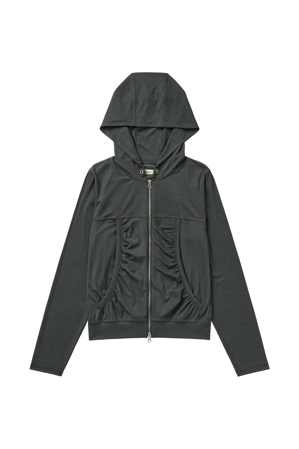 다이닛(DEINET) SHIRRING HOOD ZIP UP IN DARK GREY
