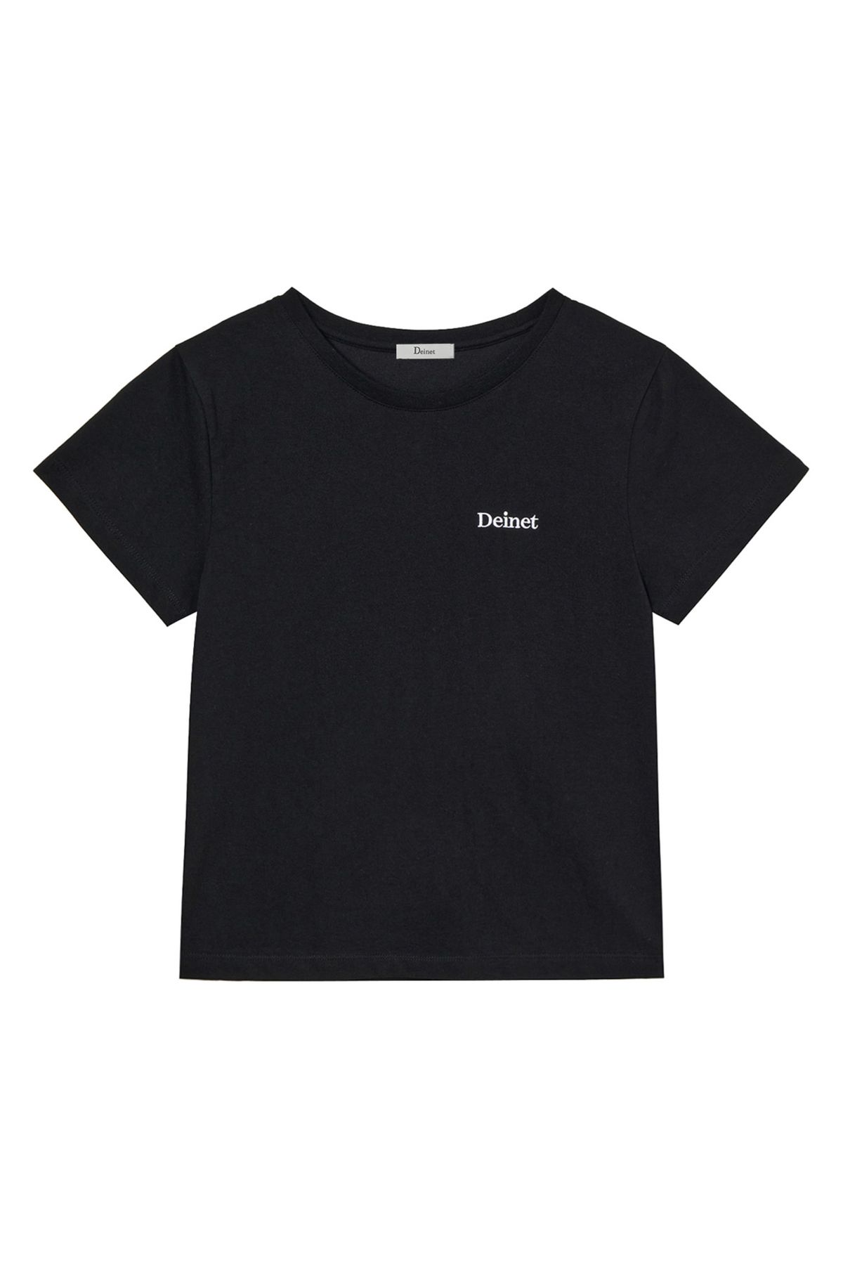다이닛(DEINET) LOGO EMBROIDERY SLIMSIZED T-SHIRT IN BLACK