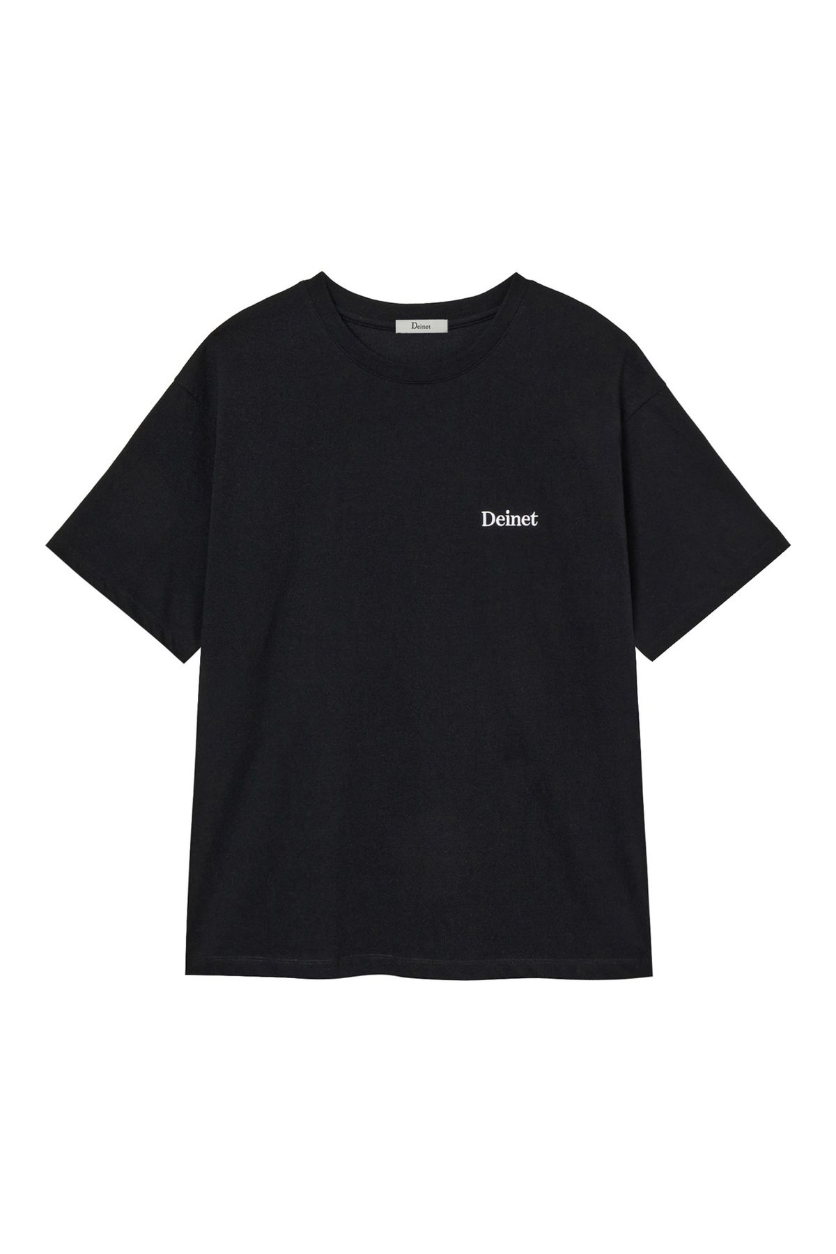 다이닛(DEINET) LOGO EMBROIDERY OVERSIZED T-SHIRT IN BLACK