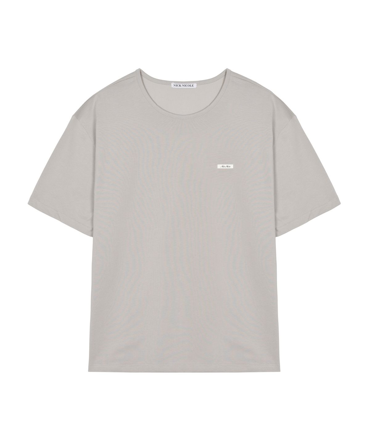 닉앤니콜(NICK&NICOLE) BIO WASHED LEATHER PATCH T-SHIRT_GRAY
