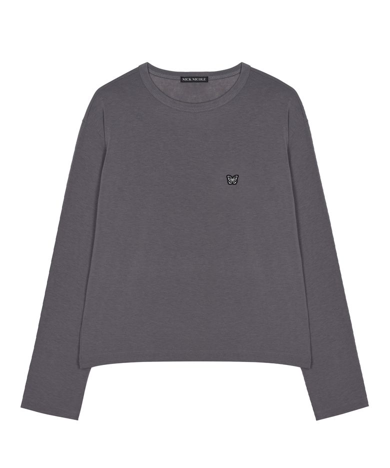 BUTTERFLY LONG SLEEVE T-SHIRT_CHARCOAL