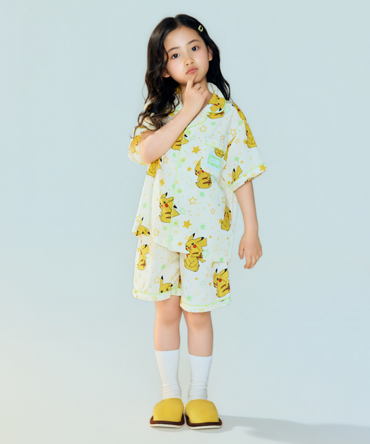 스파오 키즈(SPAO KIDS) [키즈] (포켓몬) 반짝이는 반팔 파자마(LIGHT YELLOW)_SPPPG25KU4