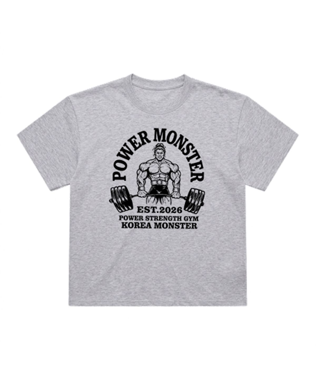 코리아몬스터(KOREAMONSTER) KM30 VINTAGE CLASSIC MONSTER 오버핏 반팔티 메란지그레이