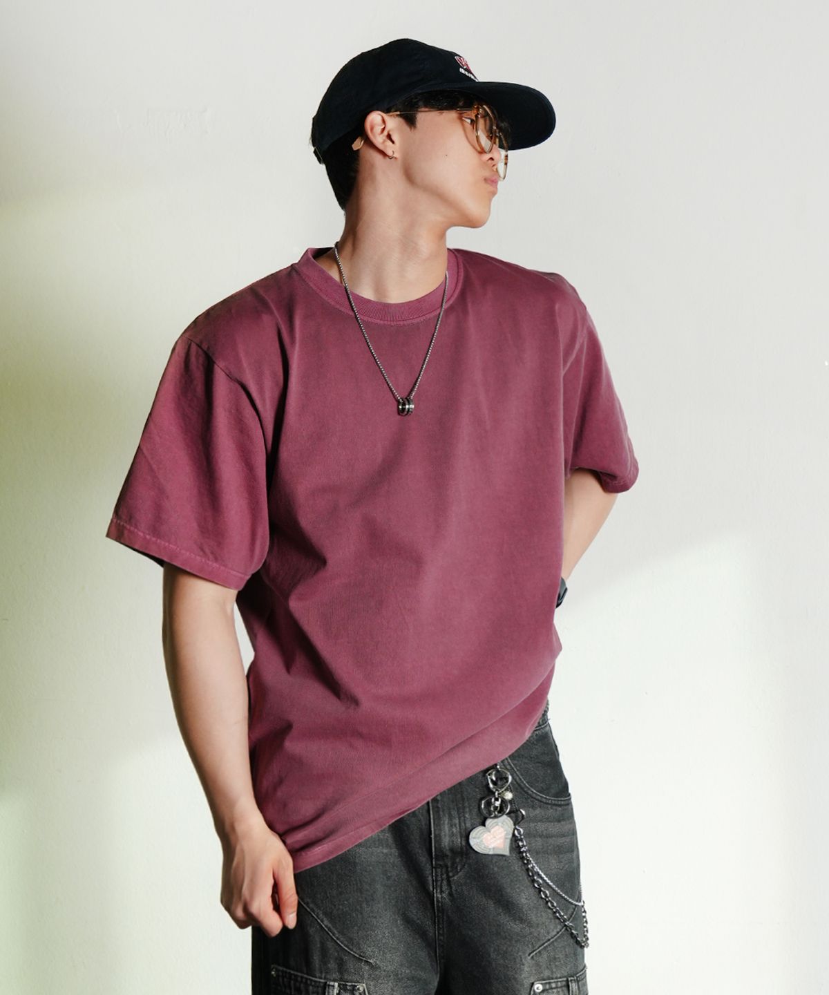 더마일(THEMILE) 15수 피그먼트 이센셜 크루넥_PIGMENT RED