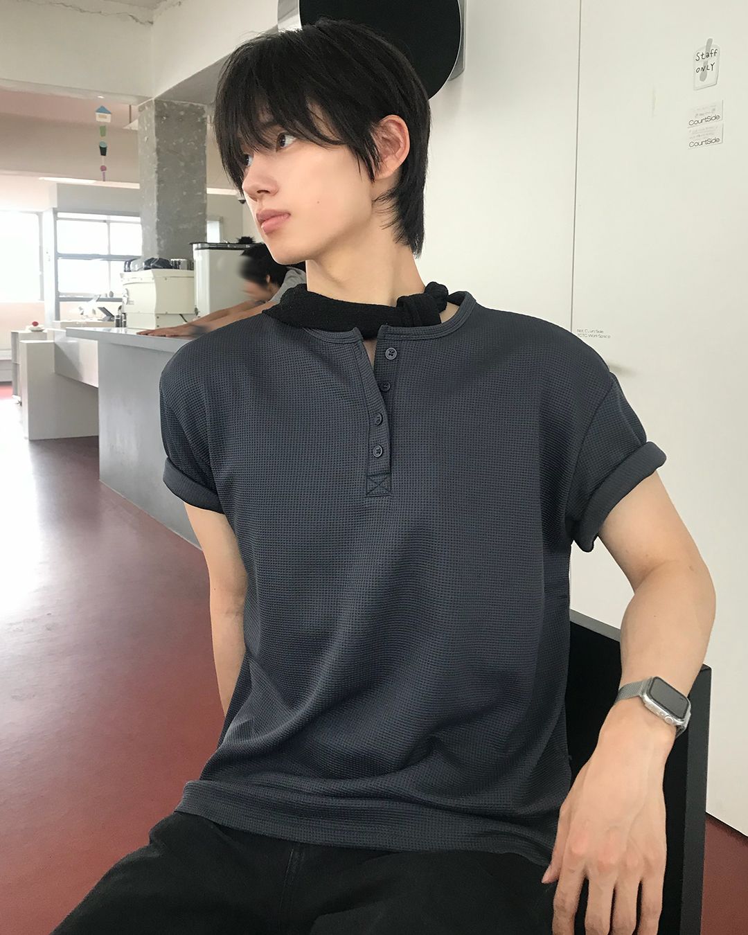 MUSINSA公式 | PLACESTUDIOMAN ワッフルヘンリーネックベーシック