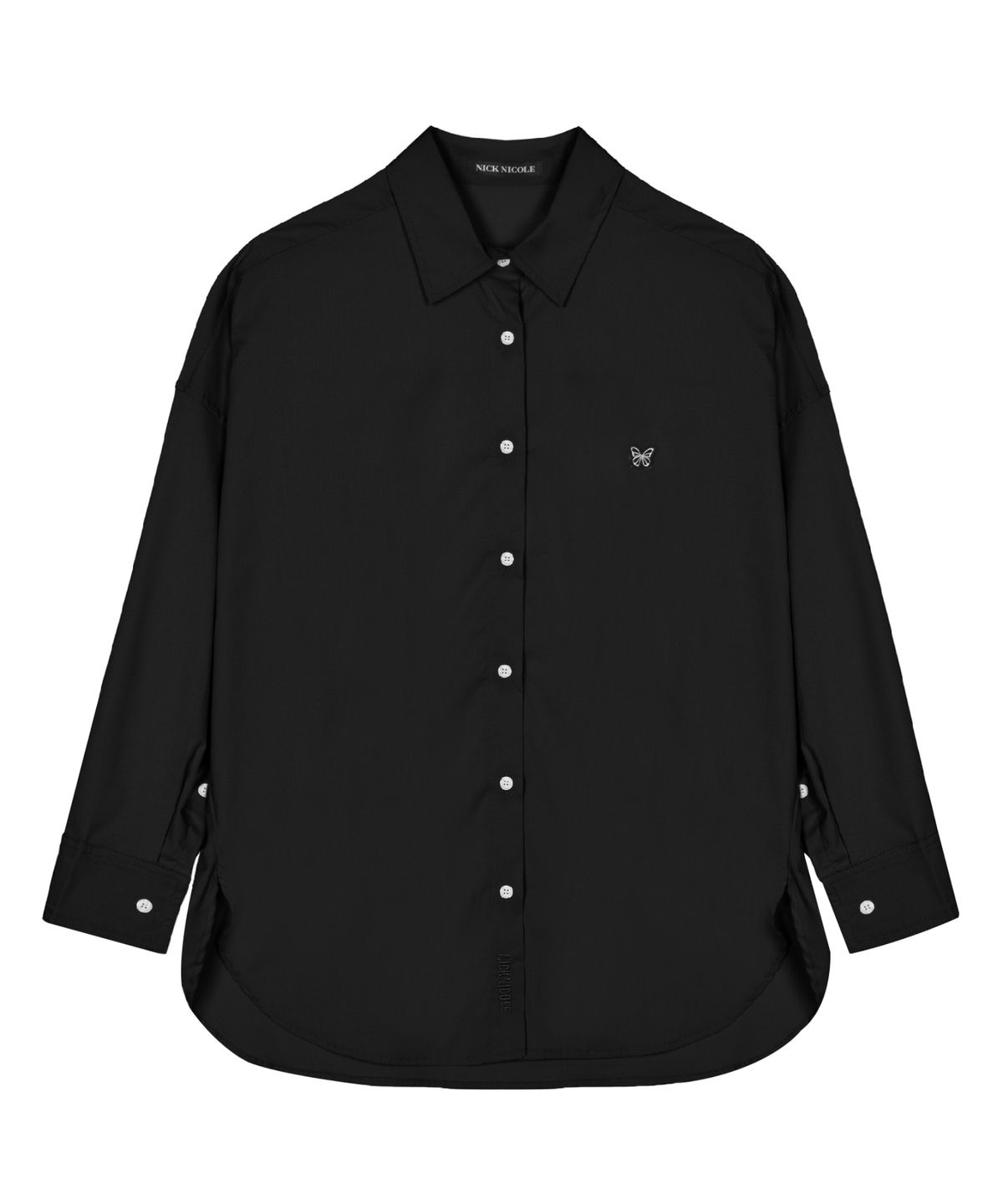 닉앤니콜(NICK&NICOLE) FLUID BUTTERFLY OVERSIZED SHIRT_BLACK