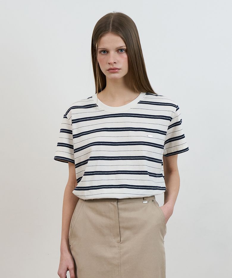 Minimal Logo Stripe T-shirt [Ivory]