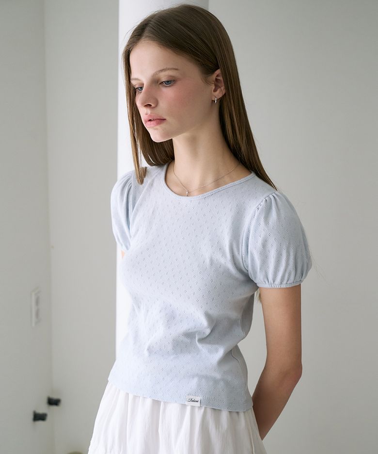 Label Point Puff T-shirt [Sky Blue]