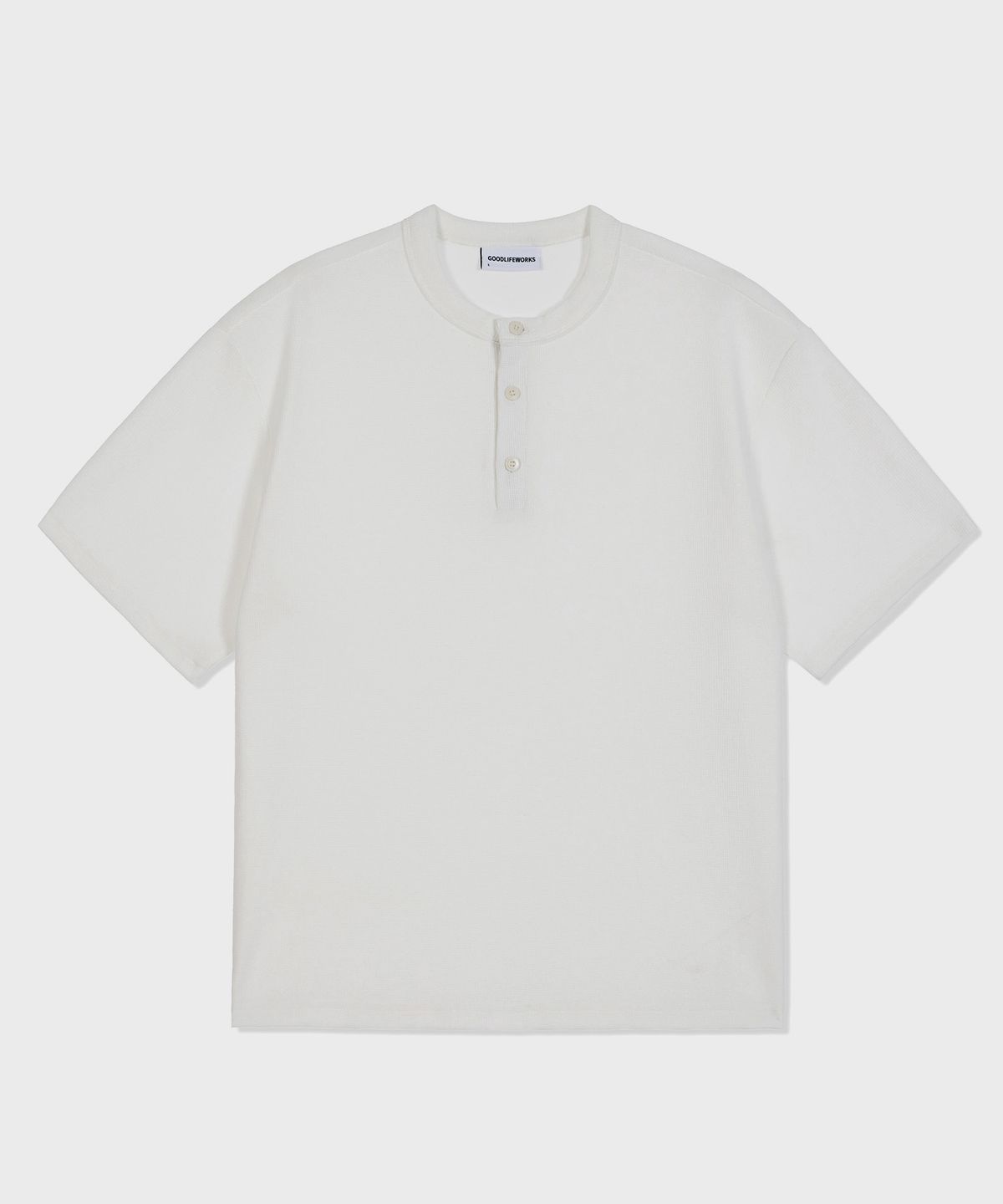 굿라이프웍스(GLW) [unisex] 버튼 헨리넥 반팔 티셔츠 아이보리