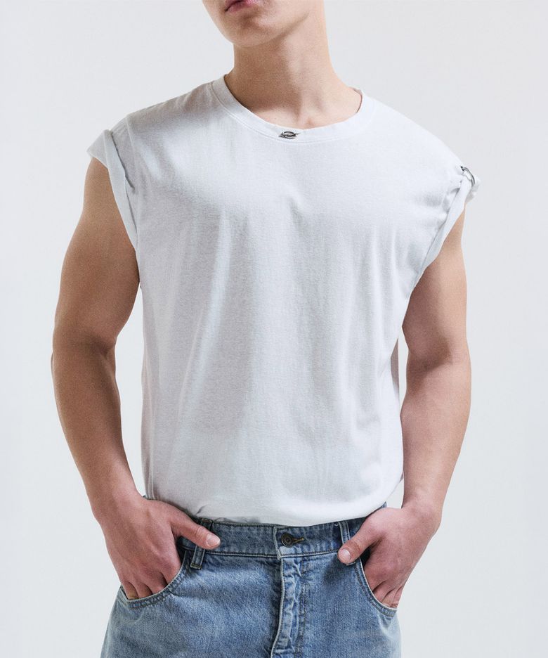 Ring slub sleeveless - white