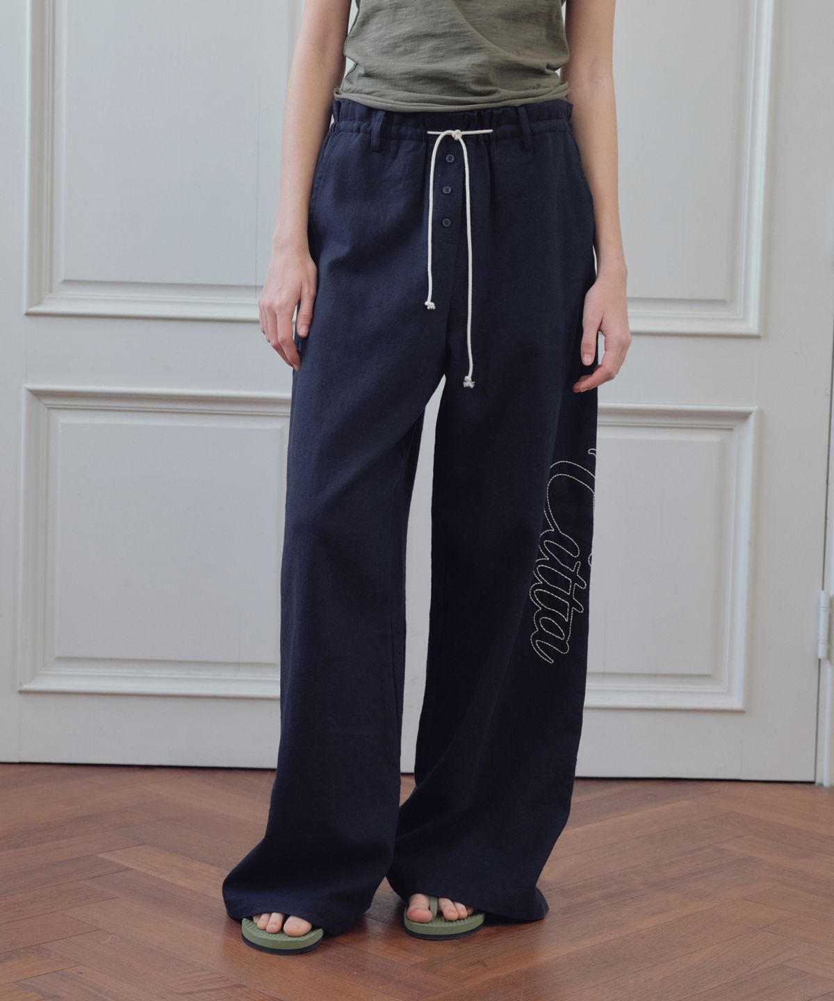 씨타(CITTA) Signature Logo Linen Wide Pants_CTB574(4color)
