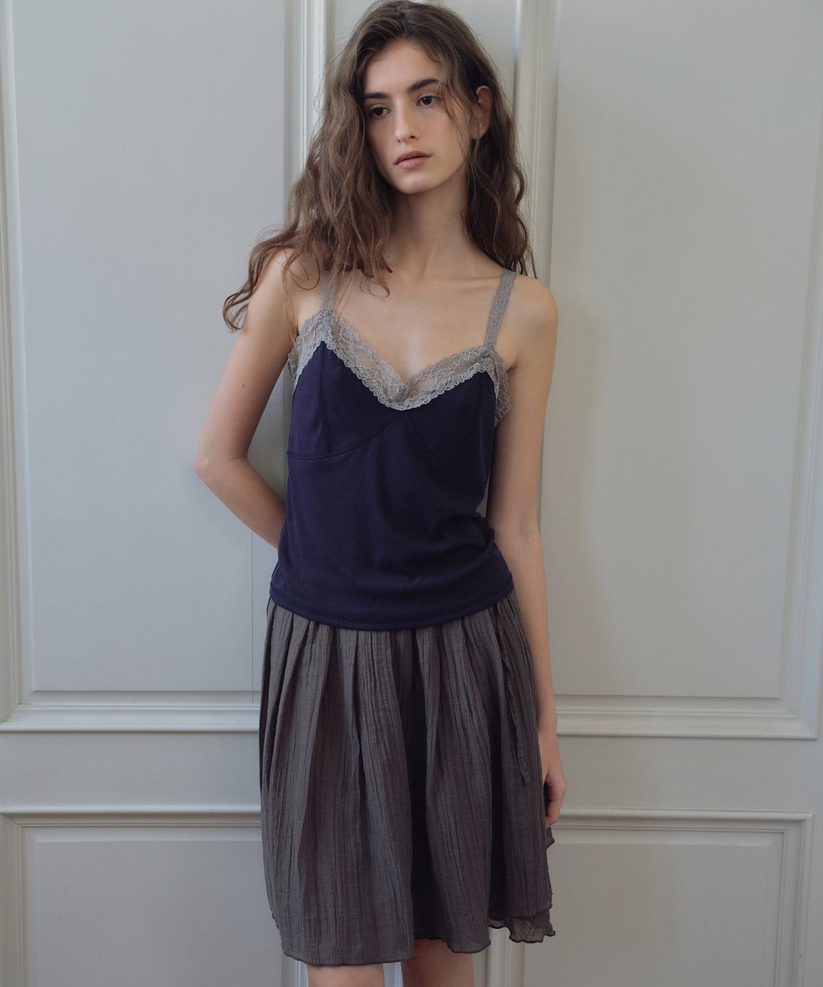 씨타(CITTA) Lace Trim Camisole Top_CTT3017(Navy)