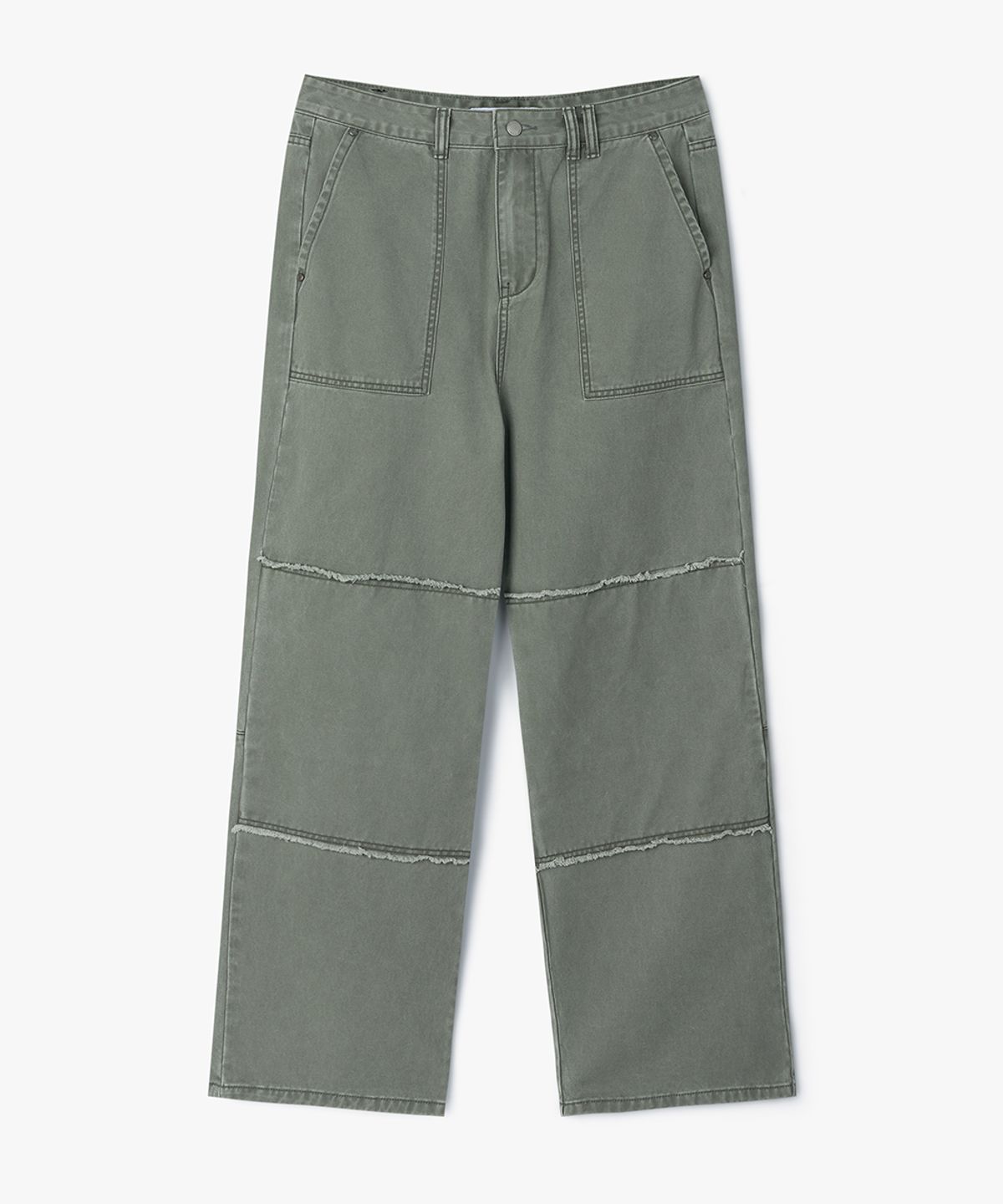 웨스트 그랜드 블러바드(WEST GRAND BOULEVARD) 컷 오프 빈티지 루즈 스트레이트 퍼티그 팬츠 WASHED KHAKI