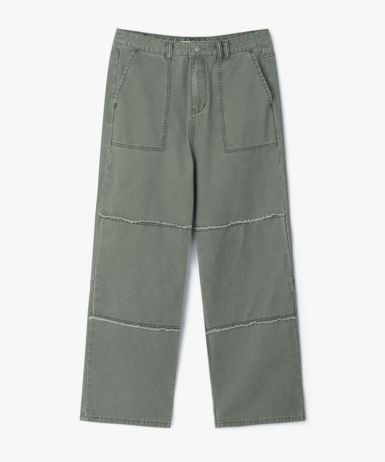 컷 오프 빈티지 루즈 스트레이트 퍼티그 팬츠 WASHED KHAKI