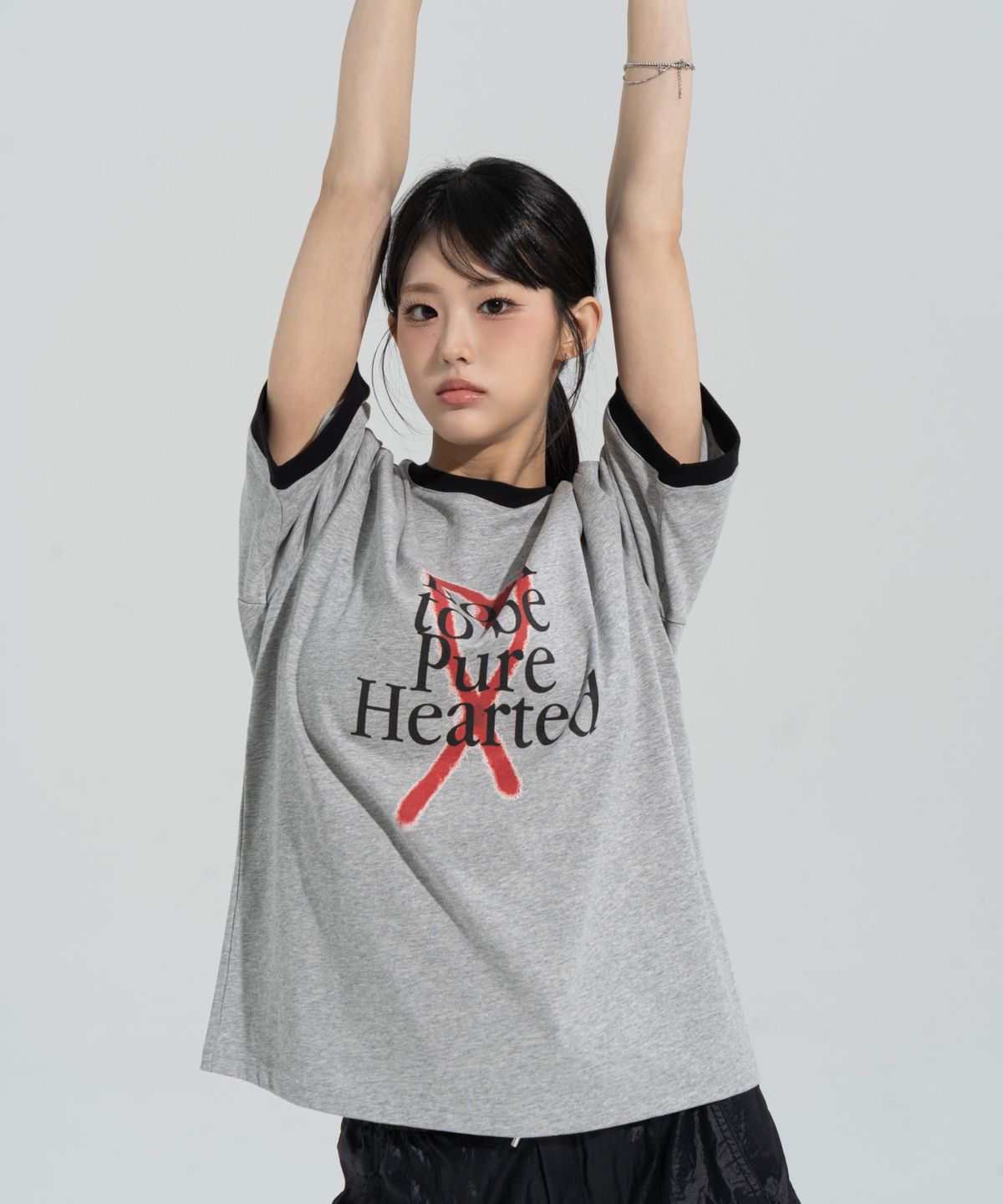 페이즈화이트(PHASEWHITE) [PHASE_4] PURE HEART RINGER SHORTSLEEVES _MELANGE / 8802026-ST15