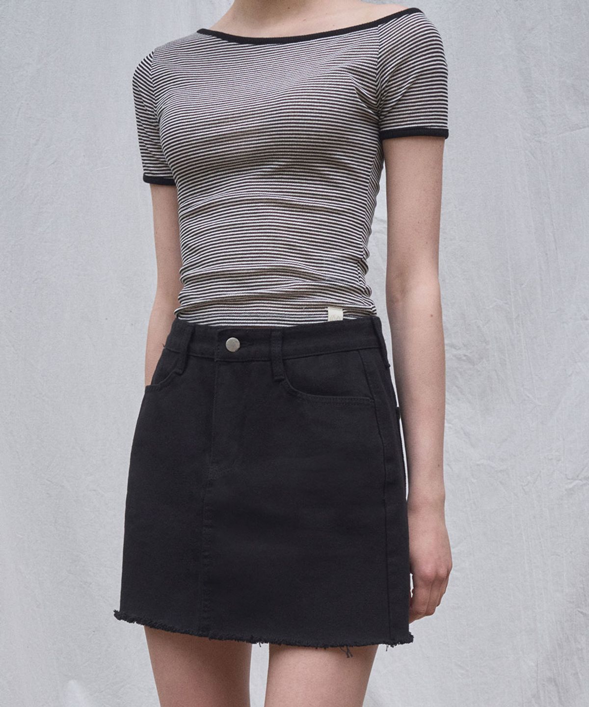 헤인트(HAINT) LONY NATURAL COTTON A LINE MINI SKIRT 2COL_BLACK