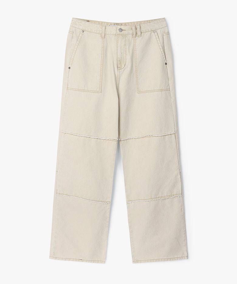 컷 오프 빈티지 루즈 스트레이트 퍼티그 팬츠 WASHED BEIGE