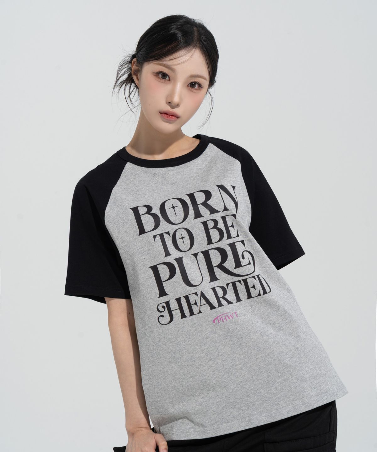 페이즈화이트(PHASEWHITE) [PHASE_4] PURE HEARTED RAGLAN SHORTSLEEVES _MELANGE / 8802026-ST19