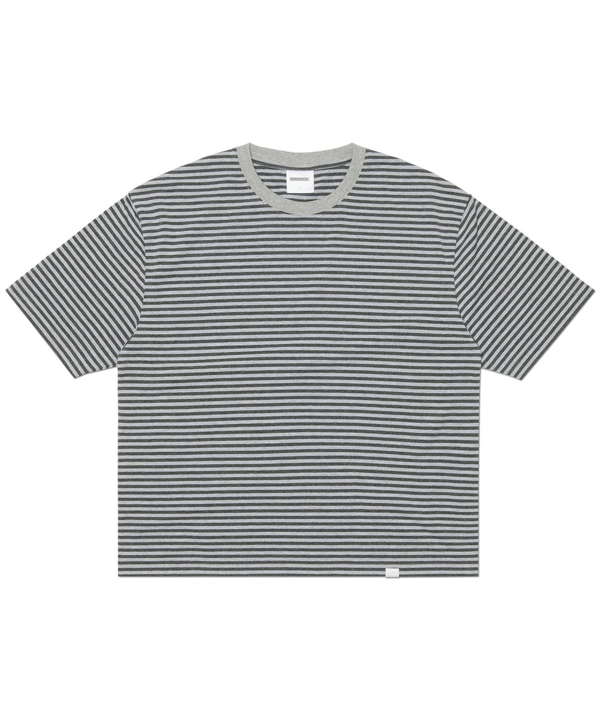 노매뉴얼(NOMANUAL) NM CROP BORDER T-SHIRT - GRAY