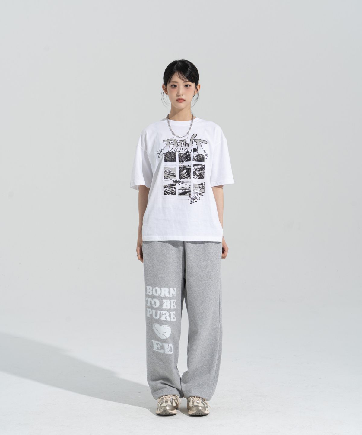 페이즈화이트(PHASEWHITE) [PHASE_4] GRUNGE HEART JOGGER SWEATPANTS _MELANGE / 8802026-LP02