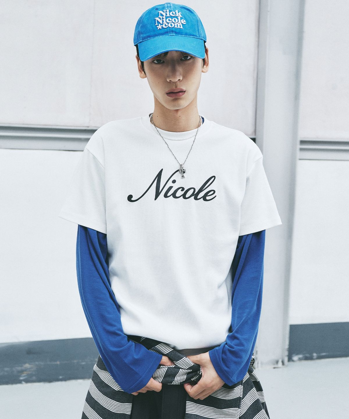 닉앤니콜(NICK&NICOLE) NICOLE LETTERING RIBBED SLIM T-SHIRT_WHITE