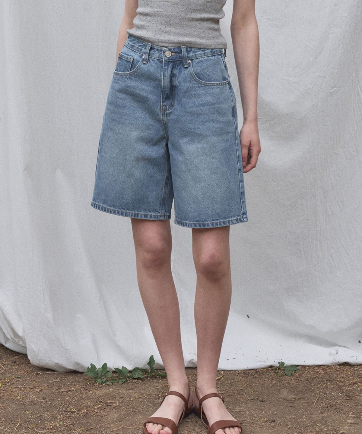 헤인트(HAINT) MELT BERMUDA DENIM PANTS_BLUE