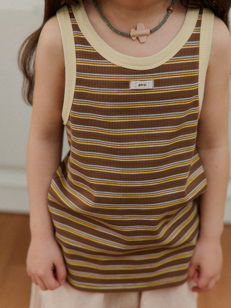 CANDY STRIPED SLEEVELESS TOP_BROWN