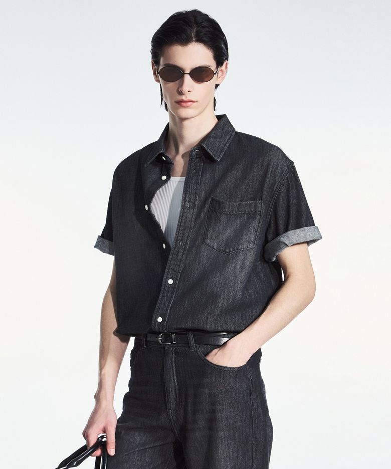 Summer Denim Shirt  (Washed Grey) TNSH6E203G2