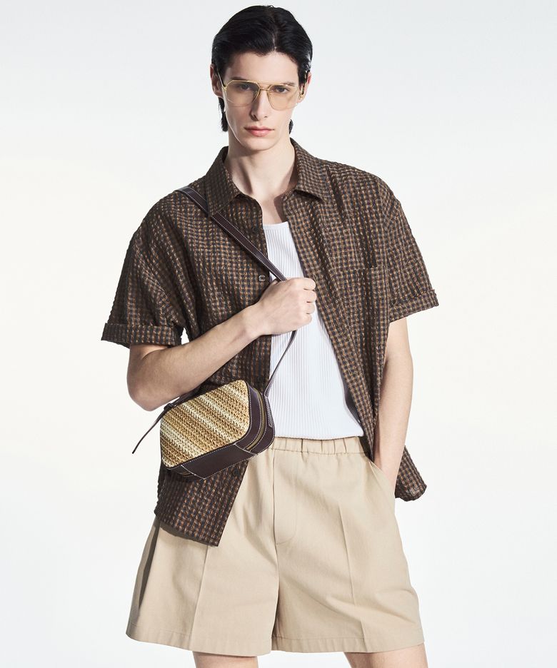 Seersucker Micro Check Shirt (Brown) TNSH6E202W2
