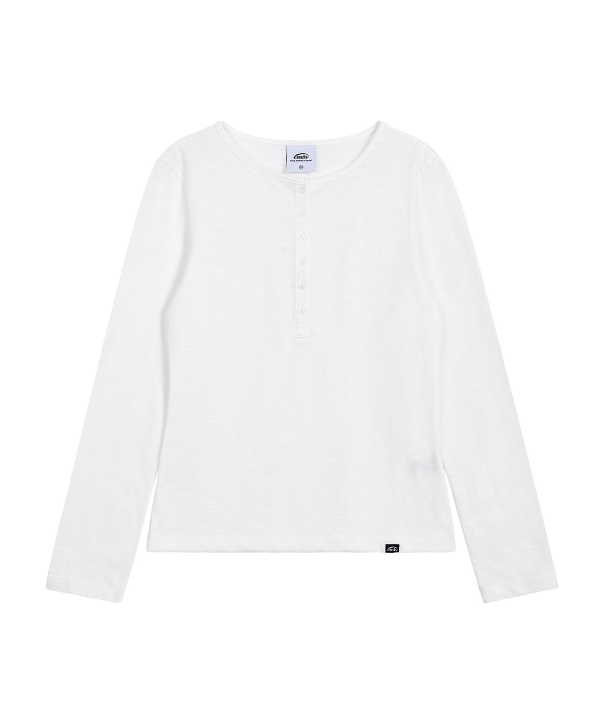 이미스(EMIS) (W) SUMMER SLUB HENLEY NECK T-SHIRT-IVORY